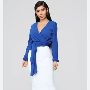 Fashion Nova Little White Lies Top - Royal Blue - Size S - NWT